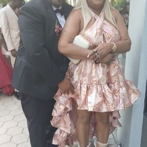 AKIRA Pink and Gold Dress